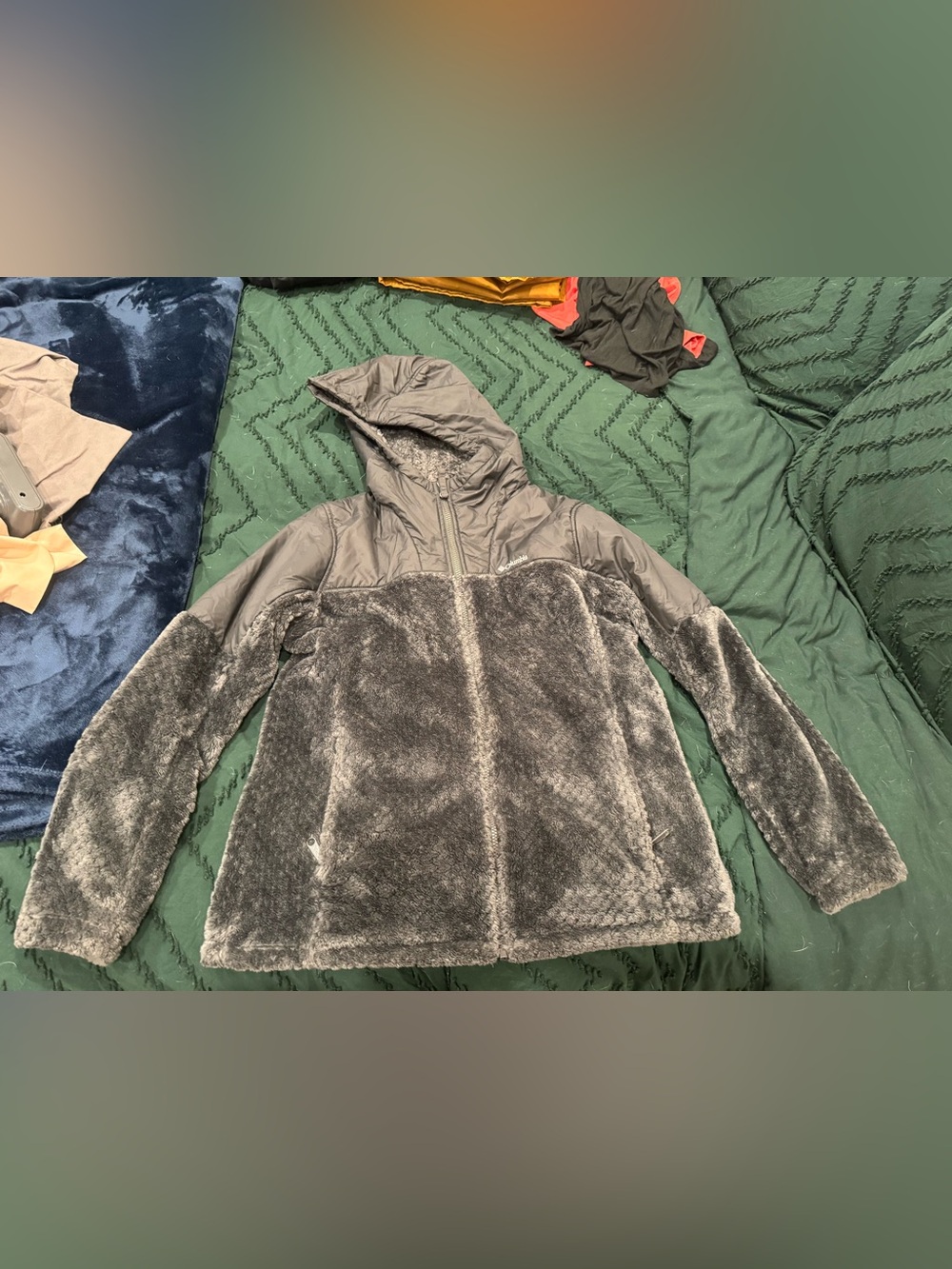 Columbia Gray Hooded Puffer & Faux-Fur Jacket